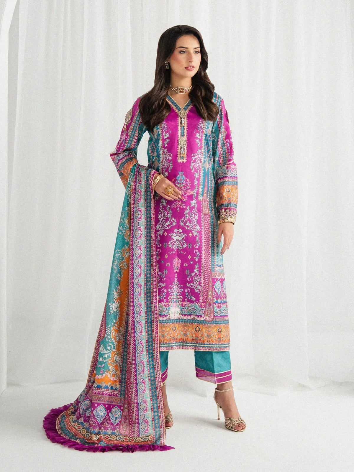 Gulaal | Aira Printed Silk | Magenta Mischief by Gulaal - Designer Dress  - Type : Ladies Clothes - Available at Libayah - 100% Original 