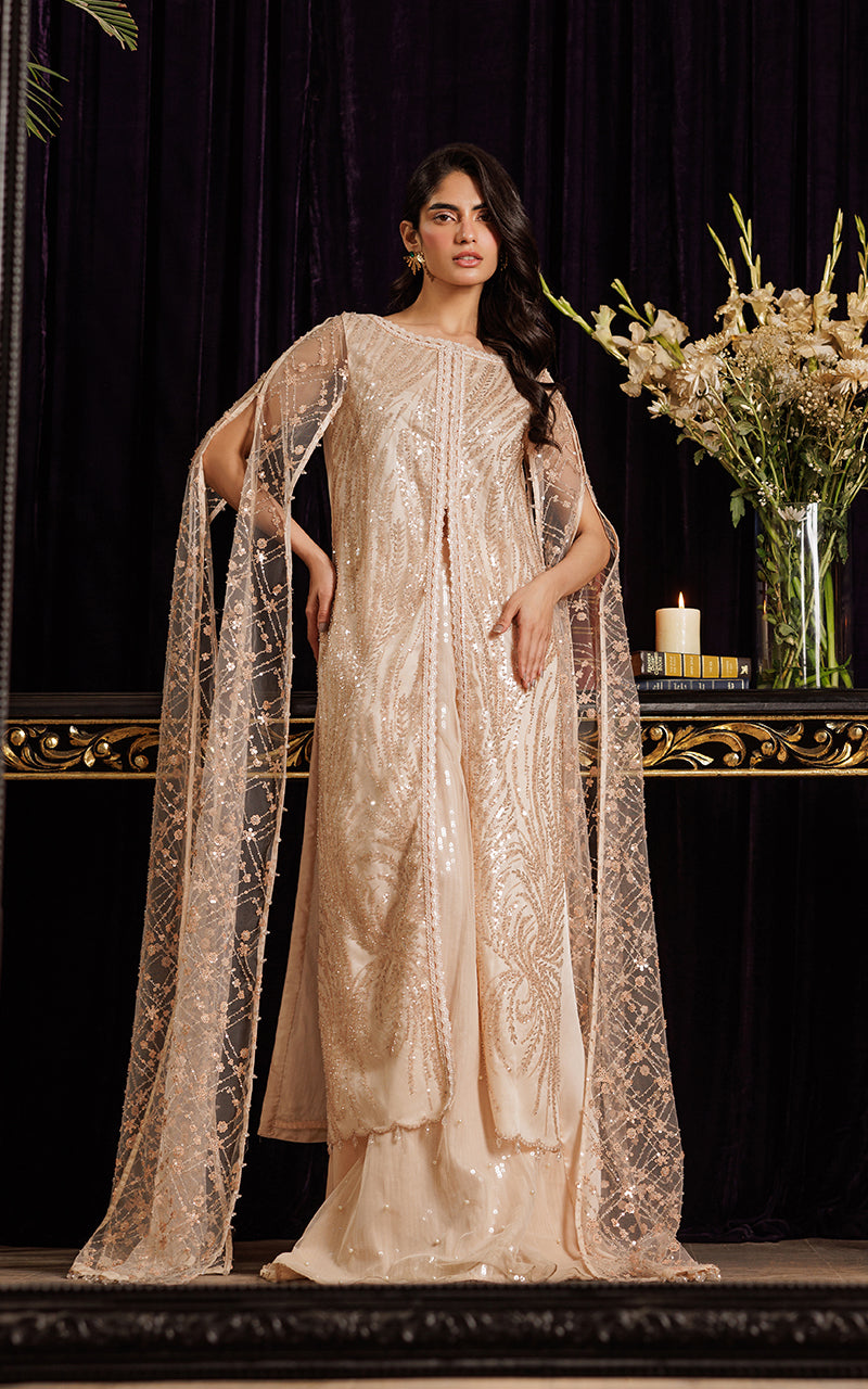 Threads and Motifs | Formal Dresses 25 | Net Embroidered Dress With Skirt by Threads and Motifs - Designer Dress  - Type : Ladies Clothes - Available at Libayah - 100% Original 