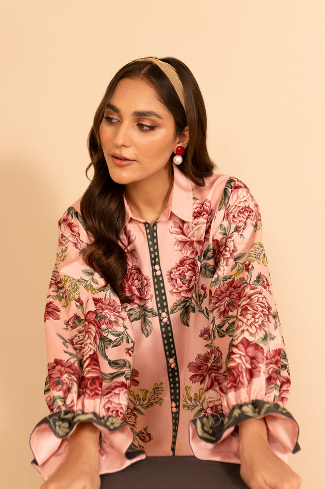 Fozia Khalid | Print Edit | Coral by Fozia Khalid - Designer Dress - Type: Casuals - Available at Libayah - 100% Original