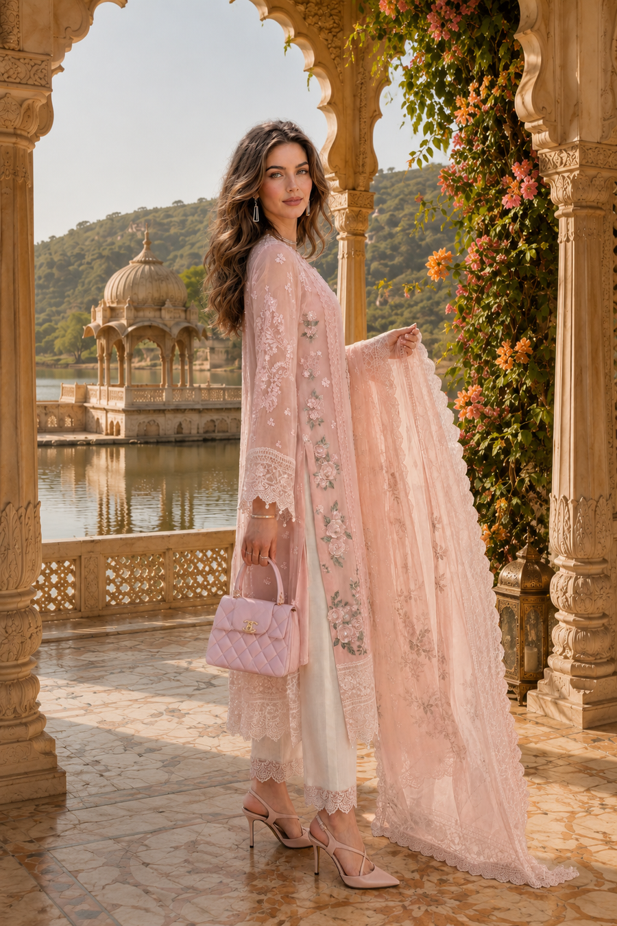 Saadia Asad | Nooriyah Luxury Chiffon | D2 - Satin Rose by Saadia Asad - Designer Dress  - Type : Ladies Clothes - Available at Libayah - 100% Original 