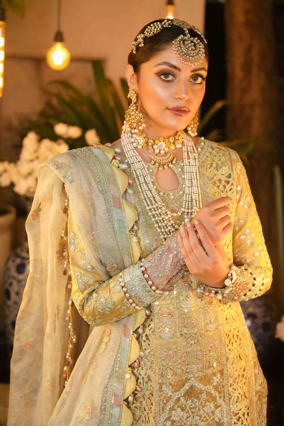 Raeesa Premium | Wajadan Wedding Formals | WD-4 Lemon Chiffon