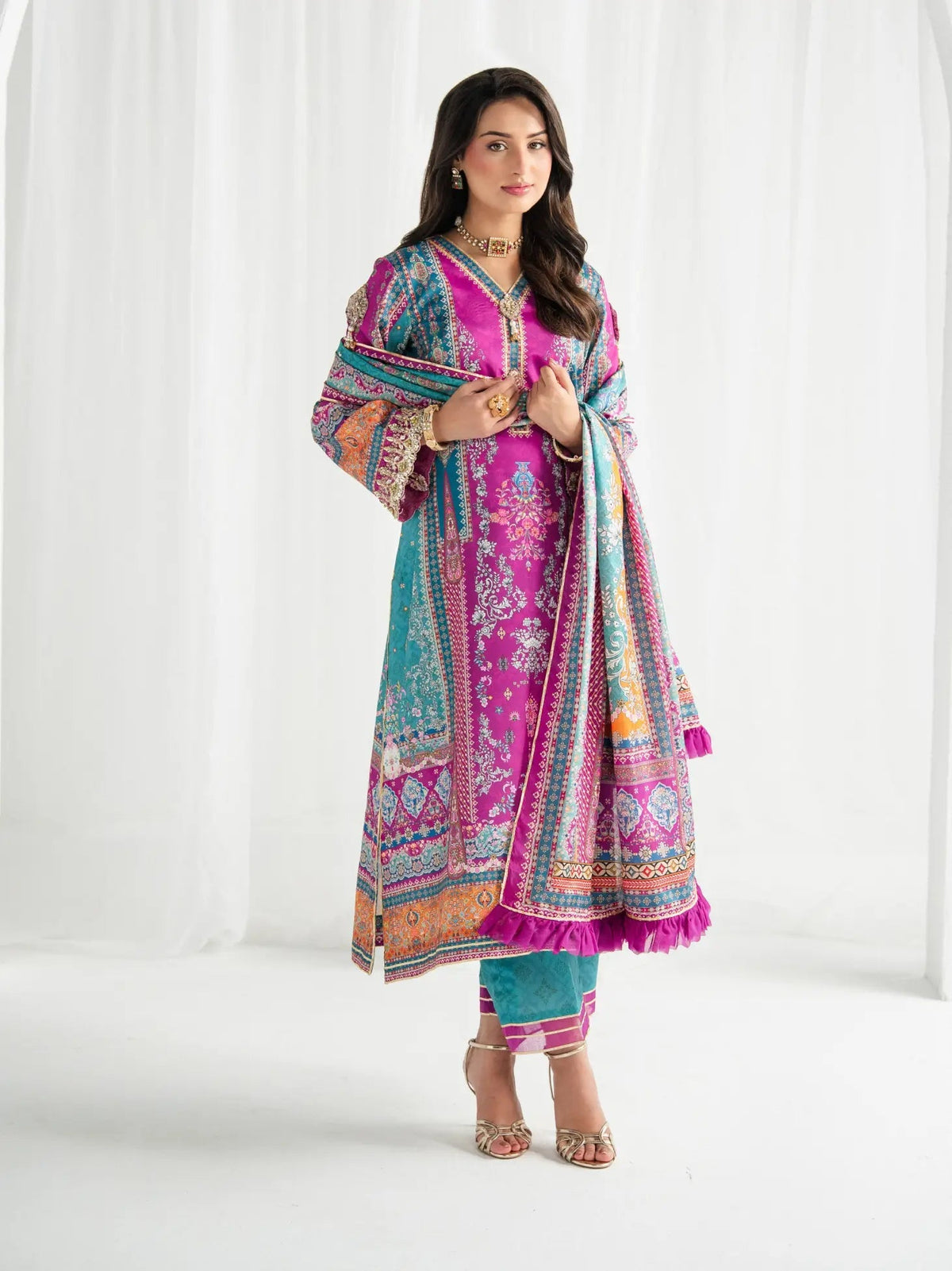 Gulaal | Aira Printed Silk | Magenta Mischief by Gulaal - Designer Dress  - Type : Ladies Clothes - Available at Libayah - 100% Original 