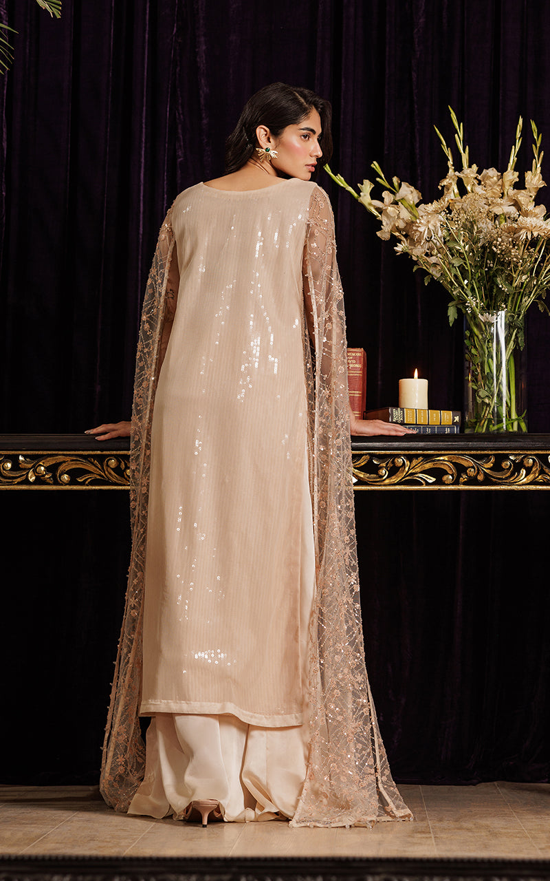 Threads and Motifs | Formal Dresses 25 | Net Embroidered Dress With Skirt by Threads and Motifs - Designer Dress  - Type : Ladies Clothes - Available at Libayah - 100% Original 