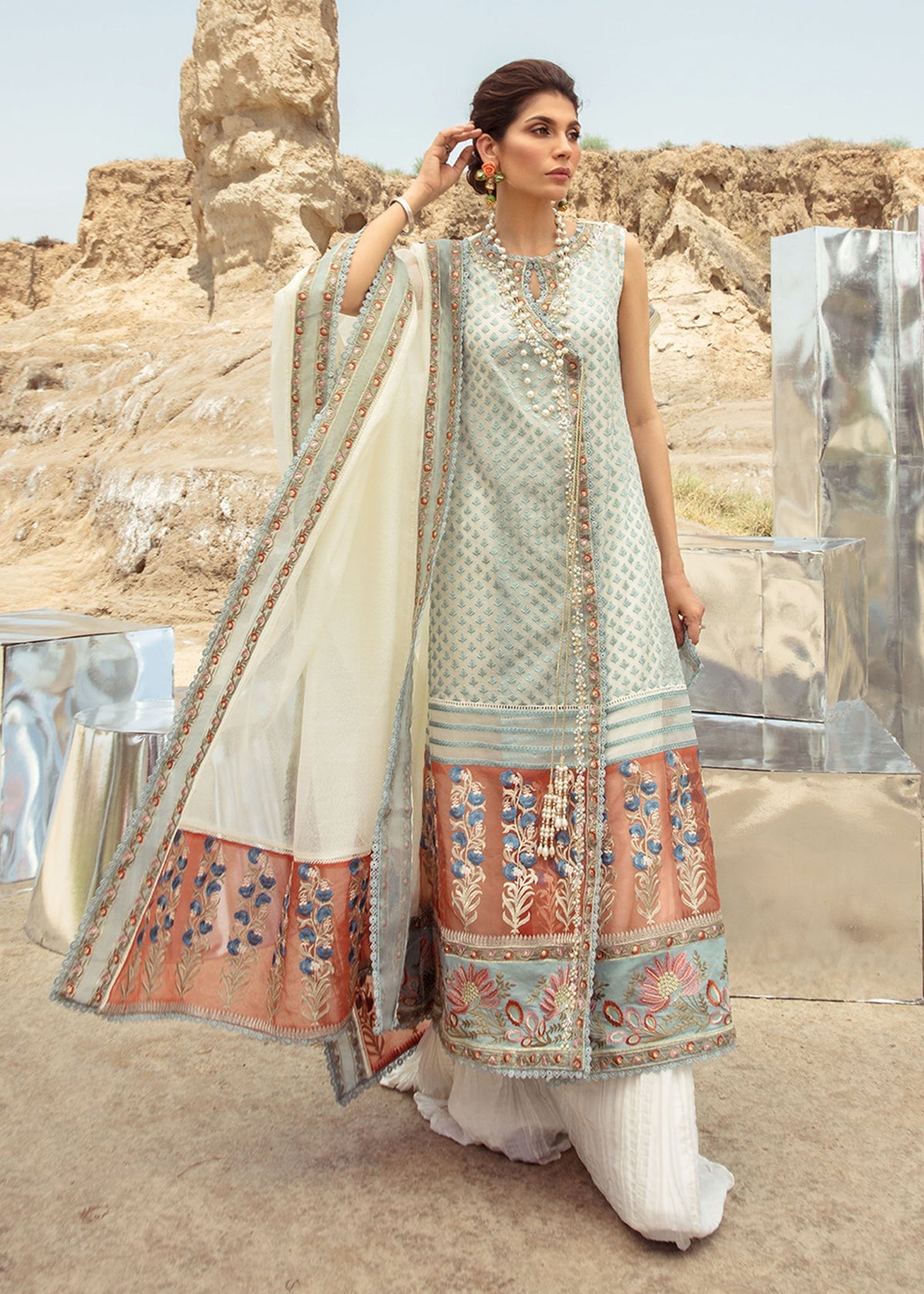Saira Shakira | Luxury Pret | Rust Angrakha by Saira Shakira - Designer Dress  - Type : Ladies Clothes - Available at Libayah - 100% Original 