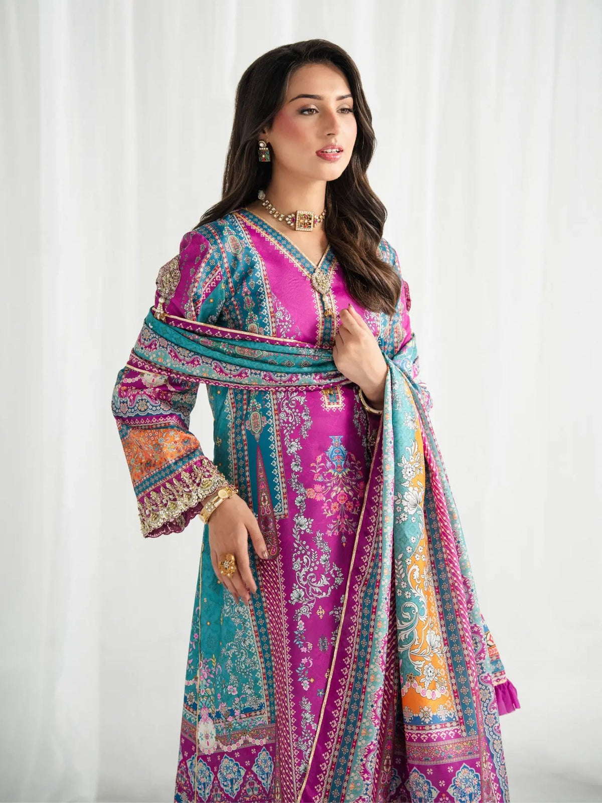 Gulaal | Aira Printed Silk | Magenta Mischief by Gulaal - Designer Dress  - Type : Ladies Clothes - Available at Libayah - 100% Original 