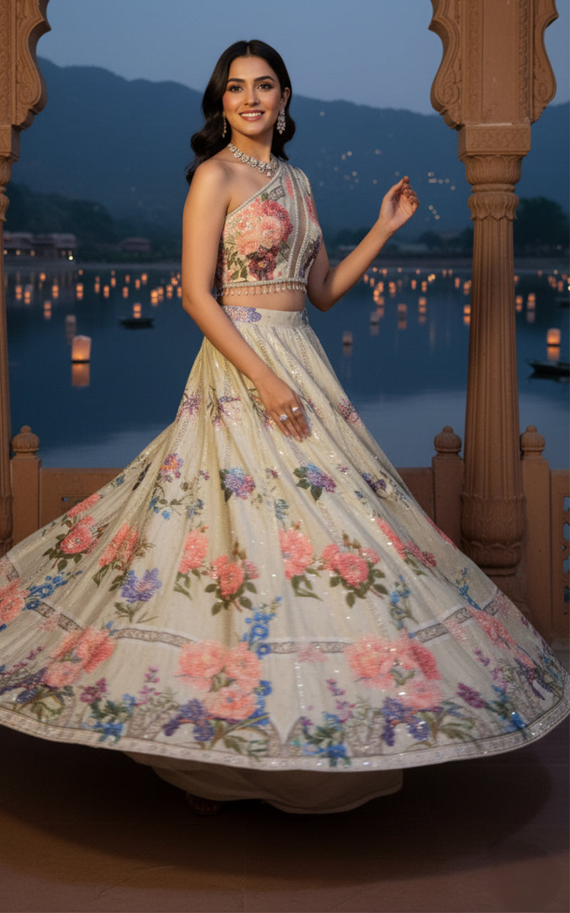 Threads and Motifs | Formal Outfits | Blouse With Printed Lehenga by Threads and Motifs - Designer Dress  - Type : Ladies Clothes - Available at Libayah - 100% Original 