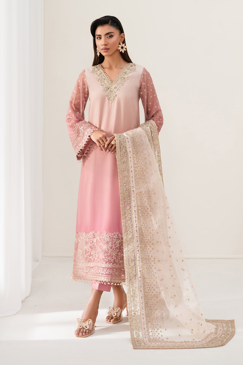 Baroque | Formals Collection | EMBROIDERED CHIFFON UF-4135 by Baroque - Designer Dress  - Type : Ladies Clothes - Available at Libayah - 100% Original 