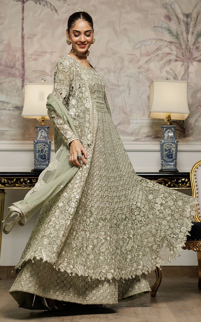 Threads and Motifs | Formal Dresses 25 | Organza Embroidered Maxi With Jacket by Threads and Motifs - Designer Dress  - Type : Ladies Clothes - Available at Libayah - 100% Original 