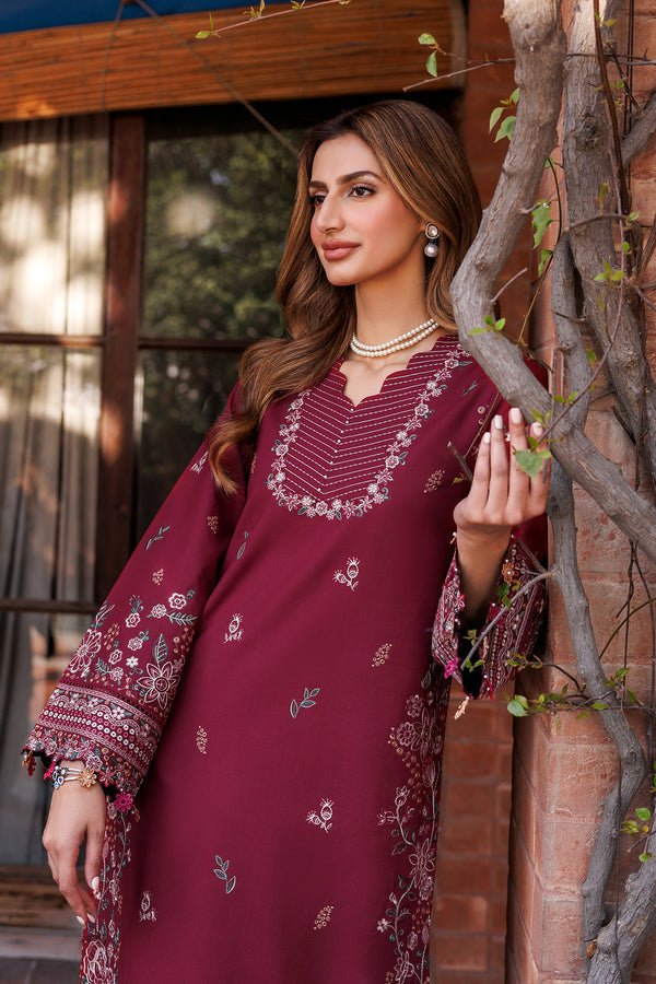 Farasha | Dastoor Embroidered Lawn SS24 | RUBY GLAM by Farasha - Designer Dress - Type: Ladies Clothes - Available at Libayah - 100% Original