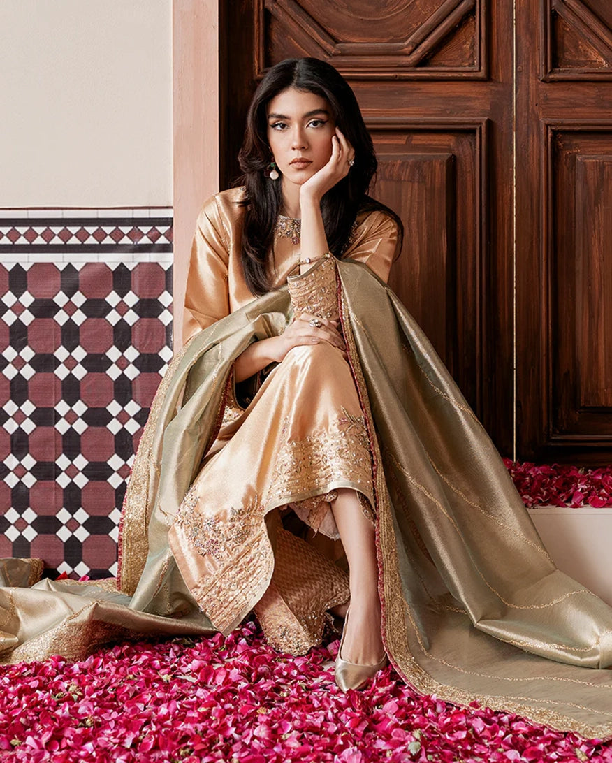 Mushq | Sunehri Lama Silk | Parisa by Mushq - Designer Dress  - Type : Ladies Clothes - Available at Libayah - 100% Original 