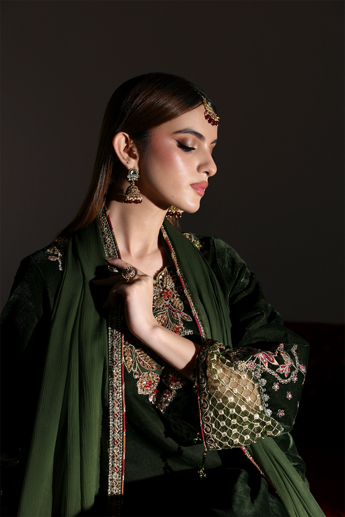 AARISH – authentic Pakistani formal dress from the Emaan Adeel Zarposh Velvet 25 collection for women in the UK.