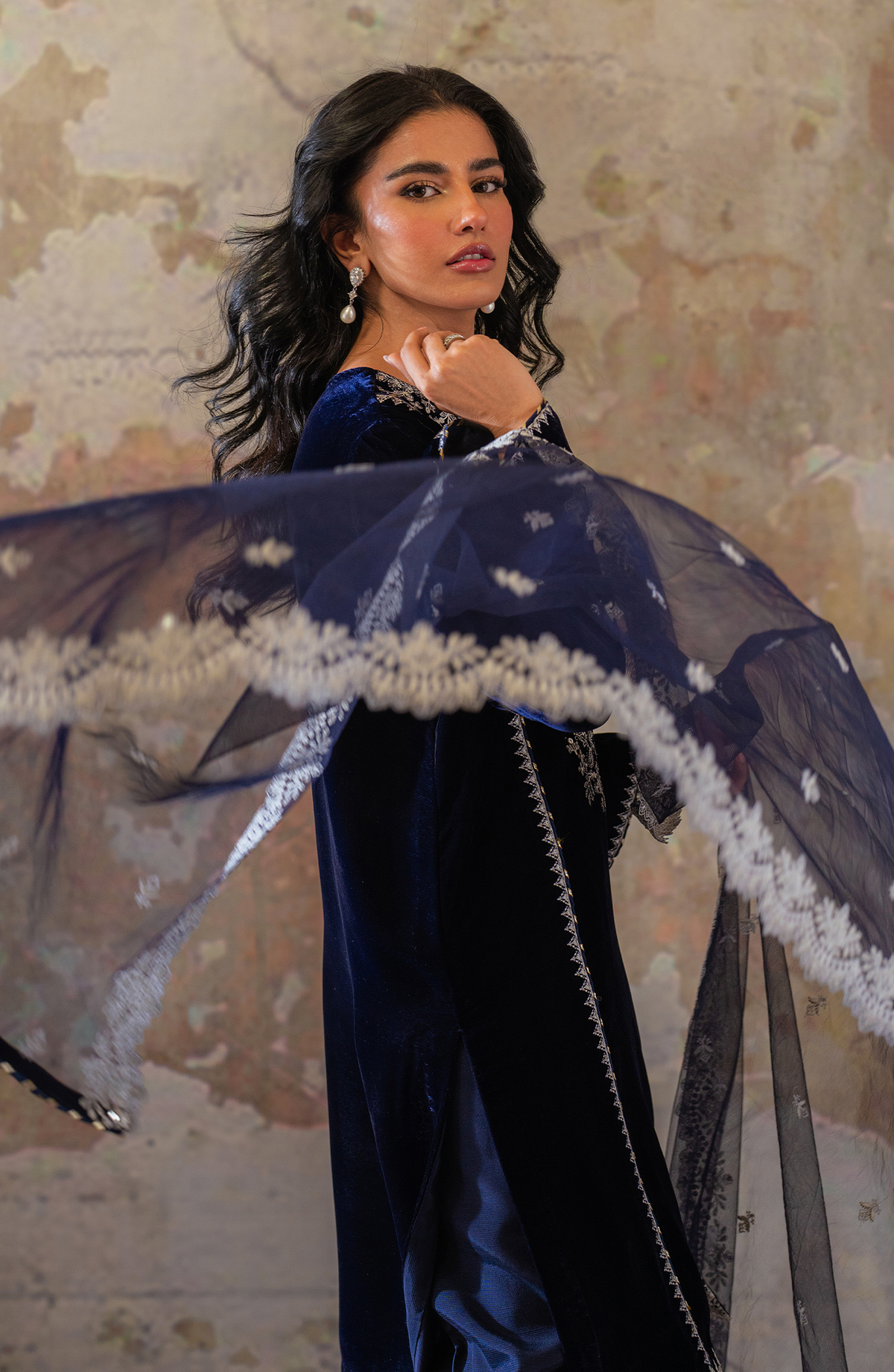 Seran | Velmor Velvet 24 | MARINE by Seran - Designer Dress - Type: Ladies Clothes - Available at Libayah - 100% Original