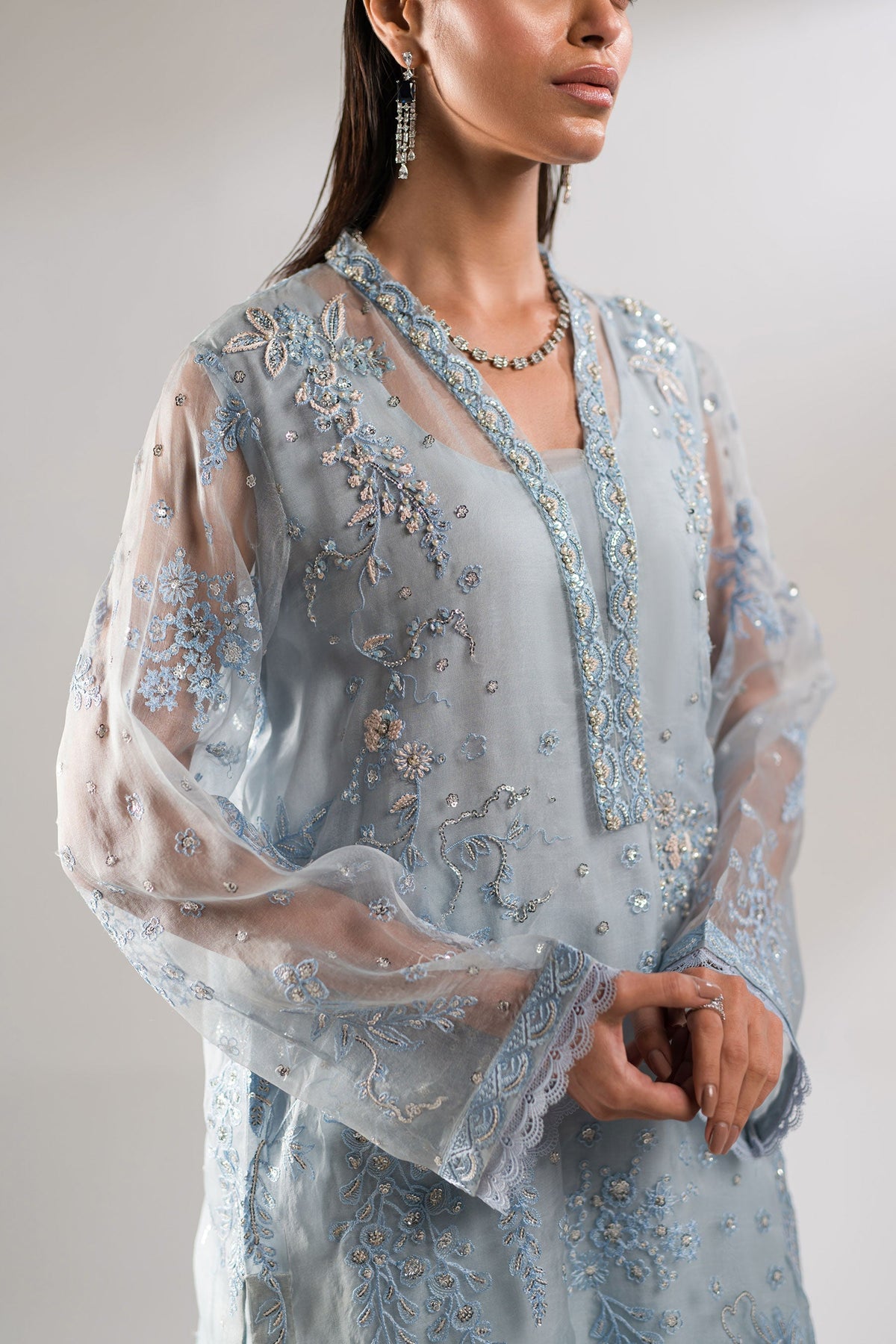 Ammara Khan | Lily Luxury Formals 24 | COOL BLUE CO-ORD SET (D-08) by Ammara Khan - Designer Dress - Type: Ladies Clothes - Available at Libayah - 100% Original