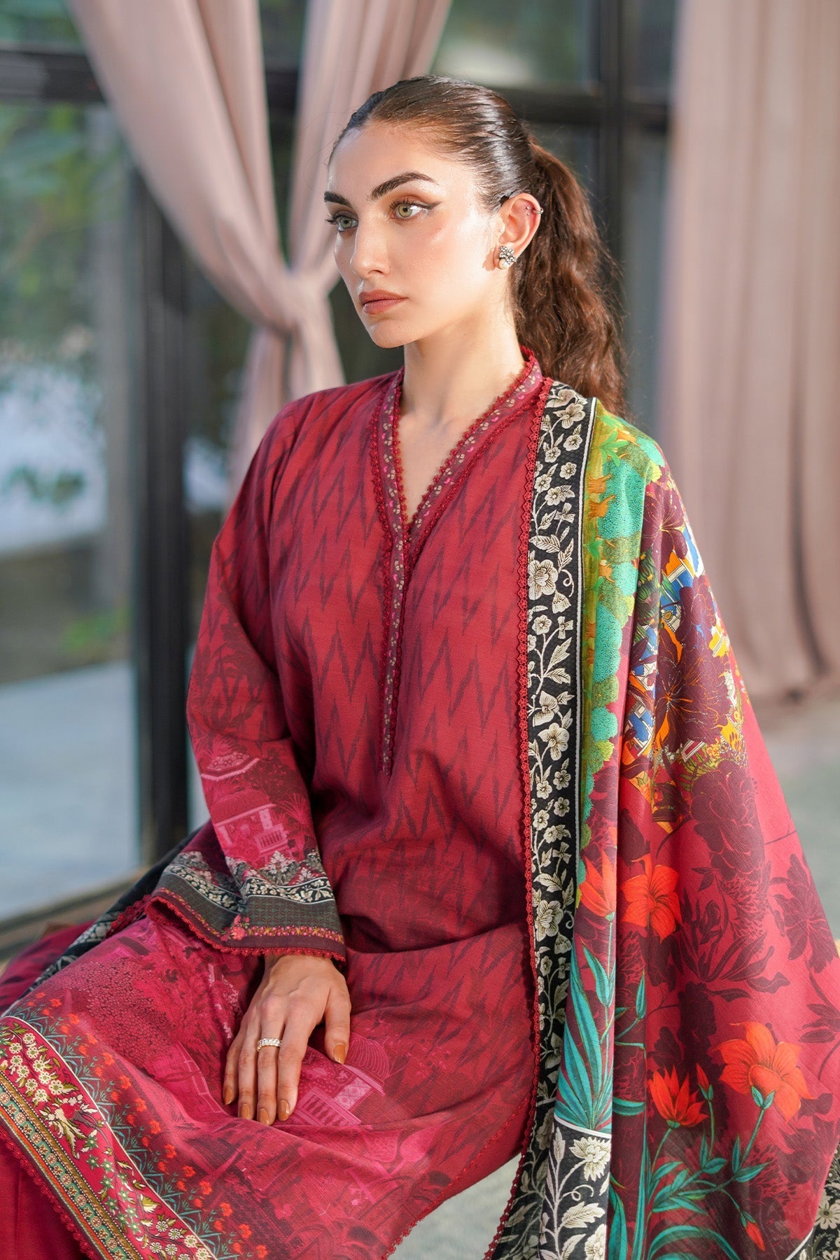 Sahar | Autumn Winter 2024 | Crimson Petal by Sahar - Designer Dress - Type: Ladies Clothes - Available at Libayah - 100% Original