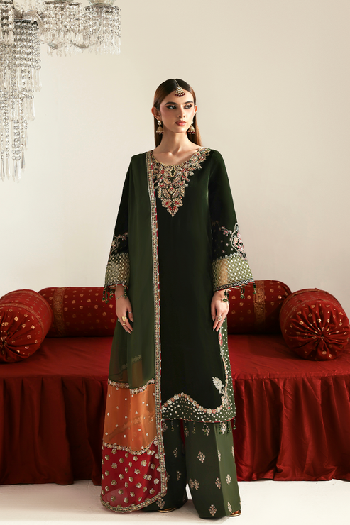 AARISH – authentic Pakistani formal dress from the Emaan Adeel Zarposh Velvet 25 collection for women in the UK.