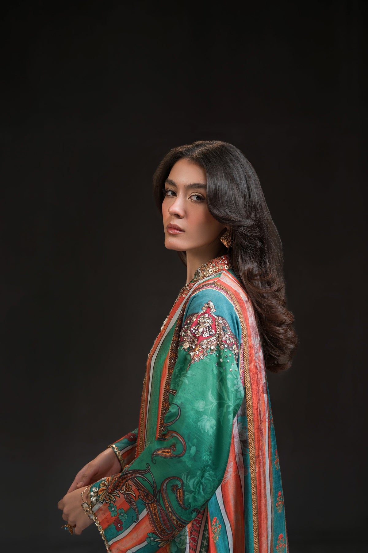 Ammara Khan | Glitz Luxury Pret 24 | MULTI COLOUR BURST KAFTAN (D-09) by Ammara Khan - Designer Dress - Type: Ladies Clothes - Available at Libayah - 100% Original