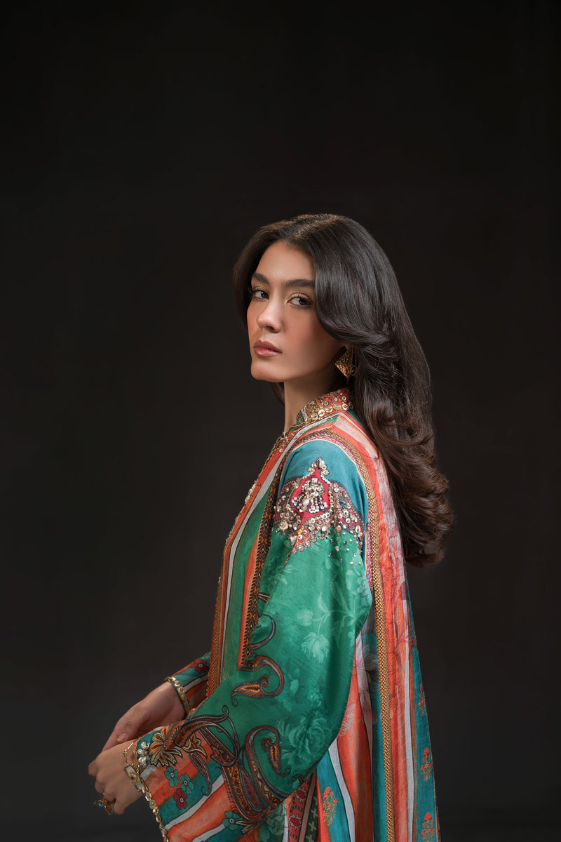 Ammara Khan | Glitz Luxury Pret 24 | MULTI COLOUR BURST KAFTAN (D-09) by Ammara Khan - Designer Dress - Type: Ladies Clothes - Available at Libayah - 100% Original
