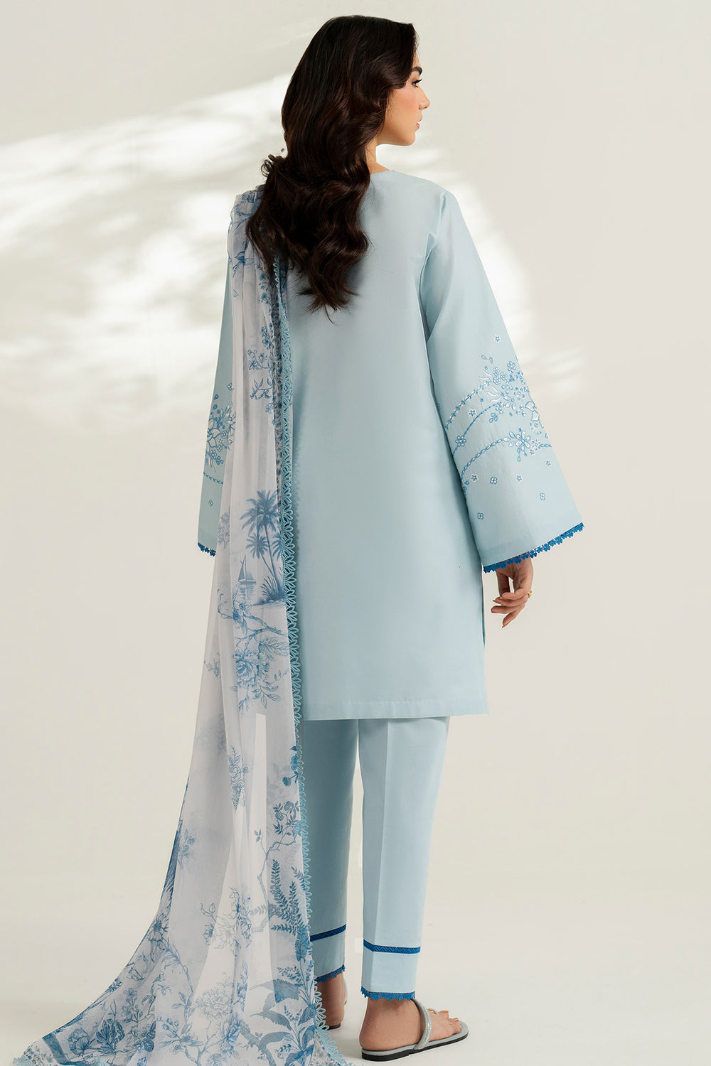 Farasha | Thread Lines Embroidered | Ash Mist by Farasha - Designer Dress  - Type : Ladies Clothes - Available at Libayah - 100% Original 