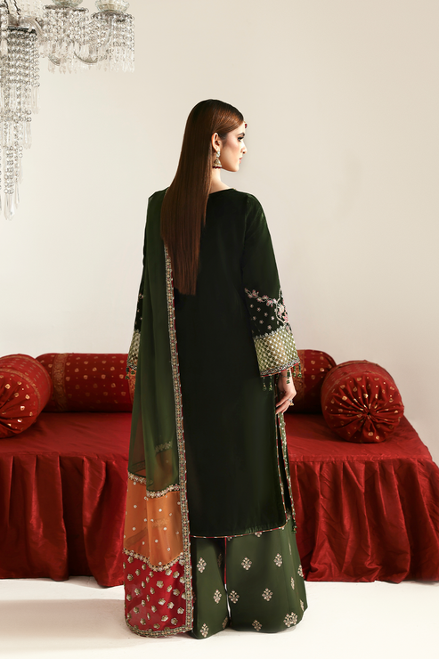 AARISH – authentic Pakistani formal dress from the Emaan Adeel Zarposh Velvet 25 collection for women in the UK.