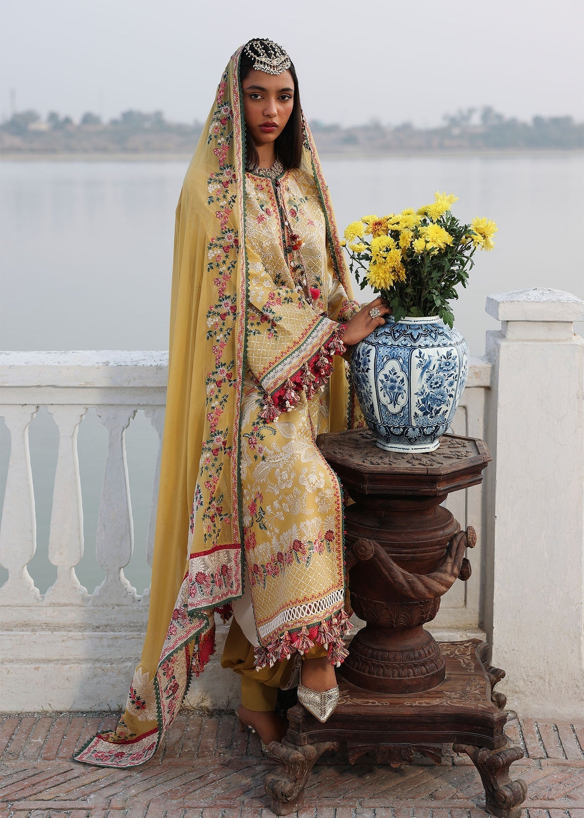 Hussain Rehar | Kalabagh Luxury Lawn 26 | Ochre by Hussain Rehar - Designer Dress  - Type : Ladies Clothes - Available at Libayah - 100% Original 