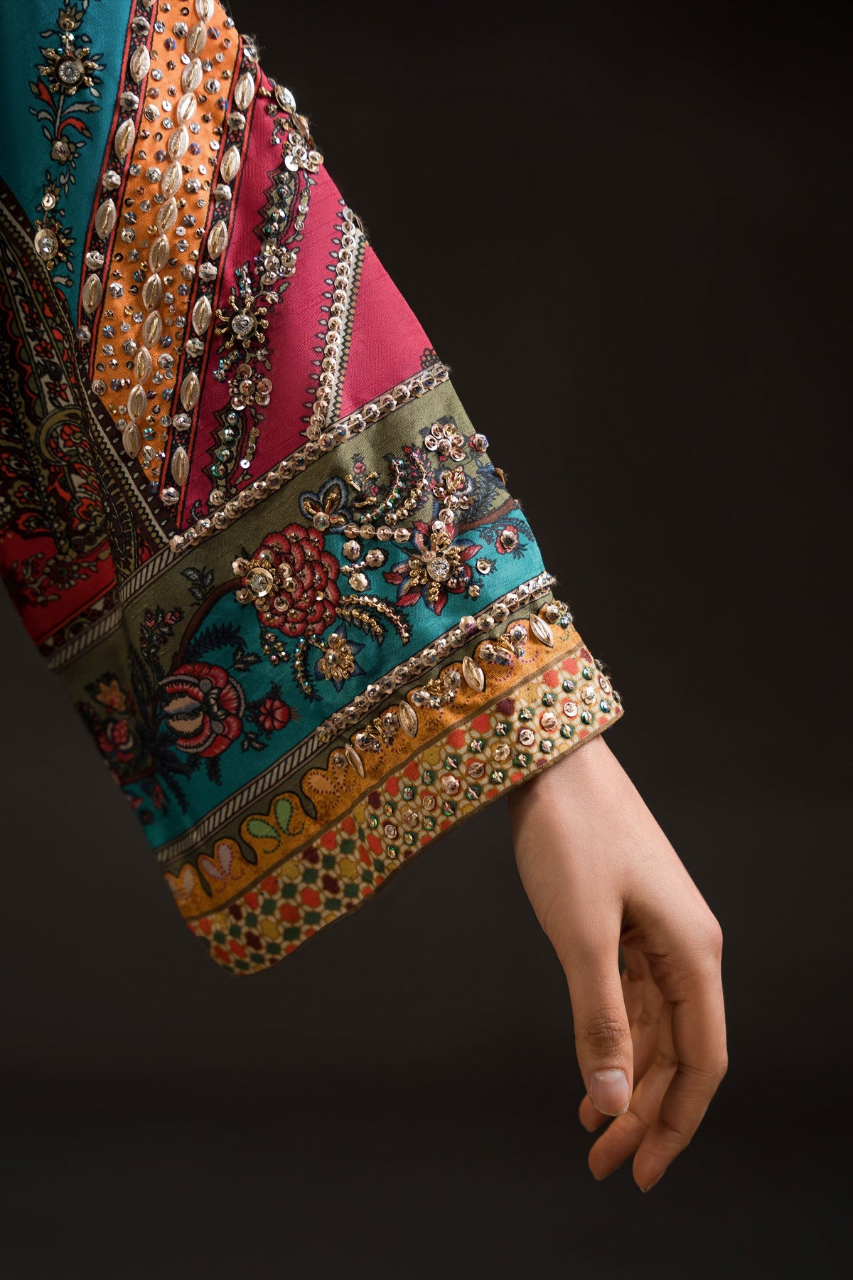 Ammara Khan | Glitz Luxury Pret 24 | MAGENTA RAINBOW TUNIC SET (D-10) by Ammara Khan - Designer Dress - Type: Ladies Clothes - Available at Libayah - 100% Original