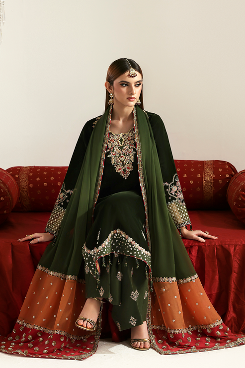 AARISH – authentic Pakistani formal dress from the Emaan Adeel Zarposh Velvet 25 collection for women in the UK.