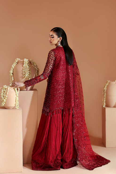 SCARLET – authentic Pakistani formal dress from the Emaan Adeel Celestique Formals 25 collection for women in the UK.