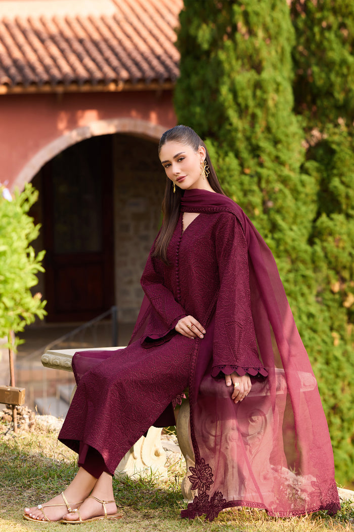 Farasha | Sorine Summer 26 | Autumn Maroon by Farasha - Designer Dress  - Type : Ladies Clothes - Available at Libayah - 100% Original 