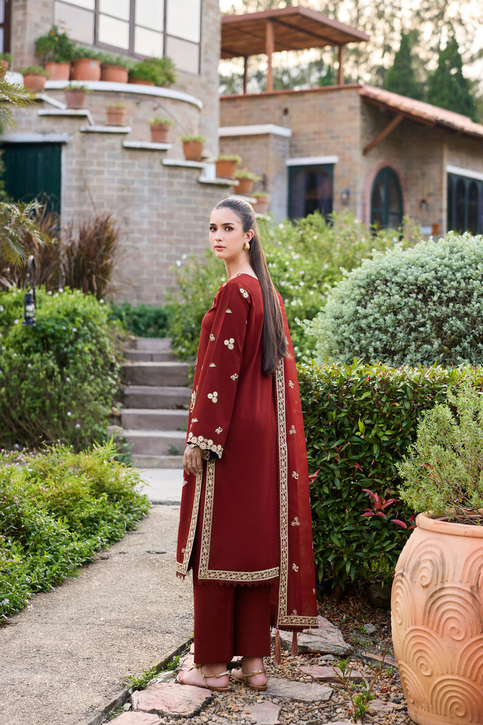 Farasha | Sorine Summer 26 | Maroon Majesty by Farasha - Designer Dress  - Type : Ladies Clothes - Available at Libayah - 100% Original 