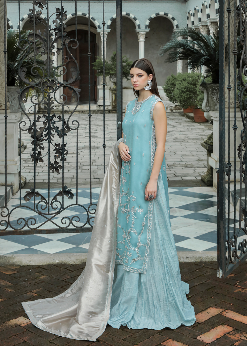 Purple Haze Pret Studio | Apsara Formals | Ice Blue Organza Outfit by Purple Haze - Designer Dress - Type: Ladies Clothes - Available at Libayah - 100% Original