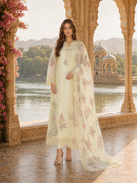 Saadia Asad | Nooriyah Luxury Chiffon | D5 - Pale Yellow by Saadia Asad - Designer Dress  - Type : Ladies Clothes - Available at Libayah - 100% Original 