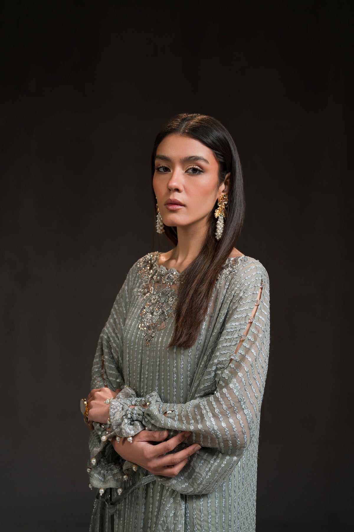 Ammara Khan | Glitz Luxury Pret 24 | UBER GLAM KAFTAN (D-07) by Ammara Khan - Designer Dress - Type: Ladies Clothes - Available at Libayah - 100% Original