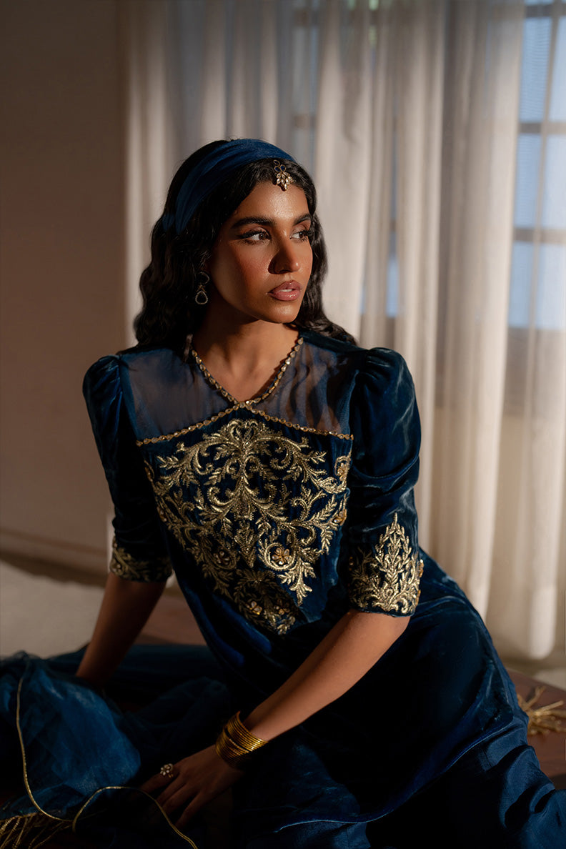 Caia | Luxury Velvet Edit 25 | Roselle (Blue) by Caia - Designer Dress - Type: Ladies Clothes - Available at Libayah - 100% Original