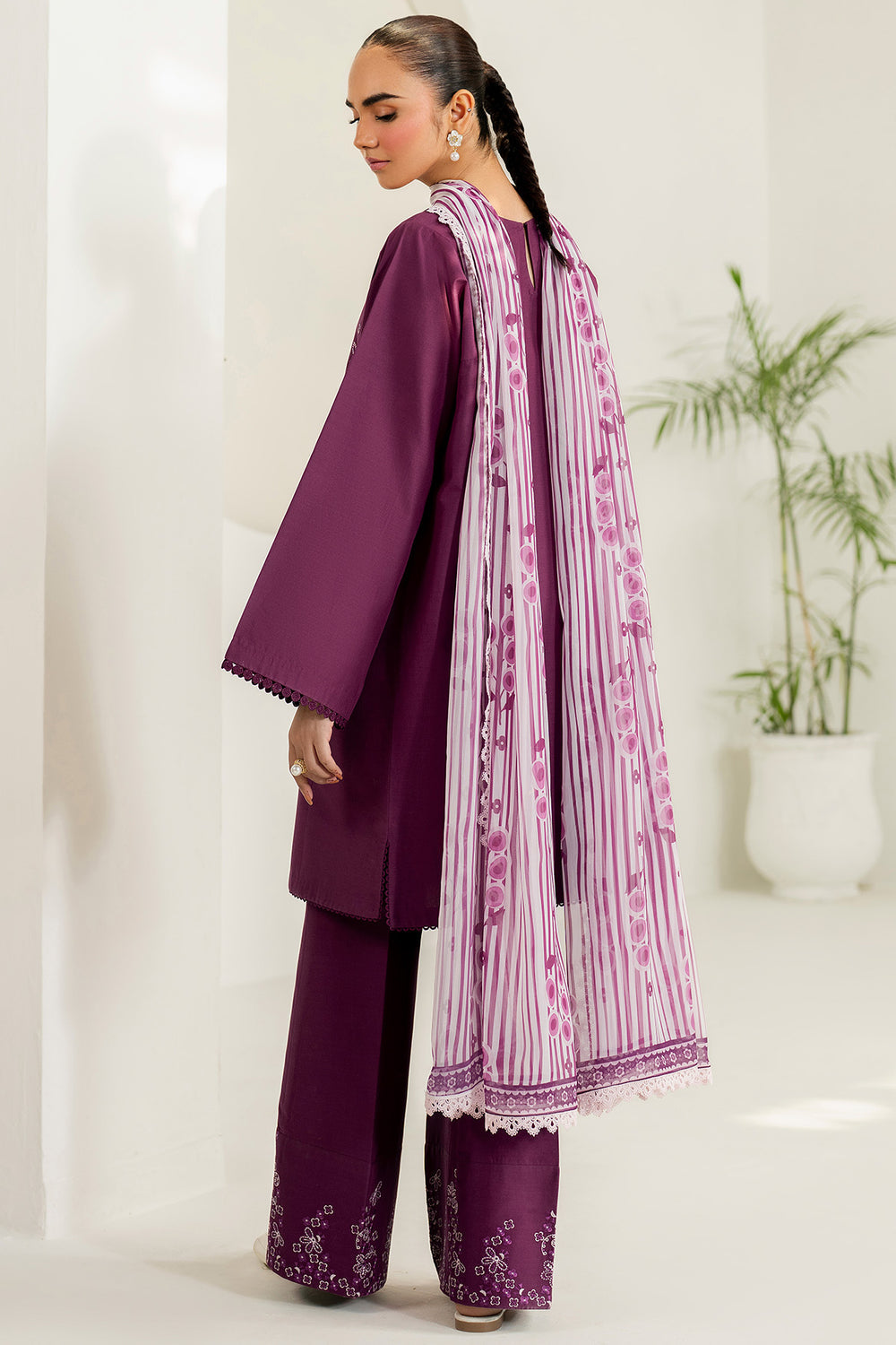 Farasha | Thread Lines Embroidered | Mauve Eclips by Farasha - Designer Dress  - Type : Ladies Clothes - Available at Libayah - 100% Original 