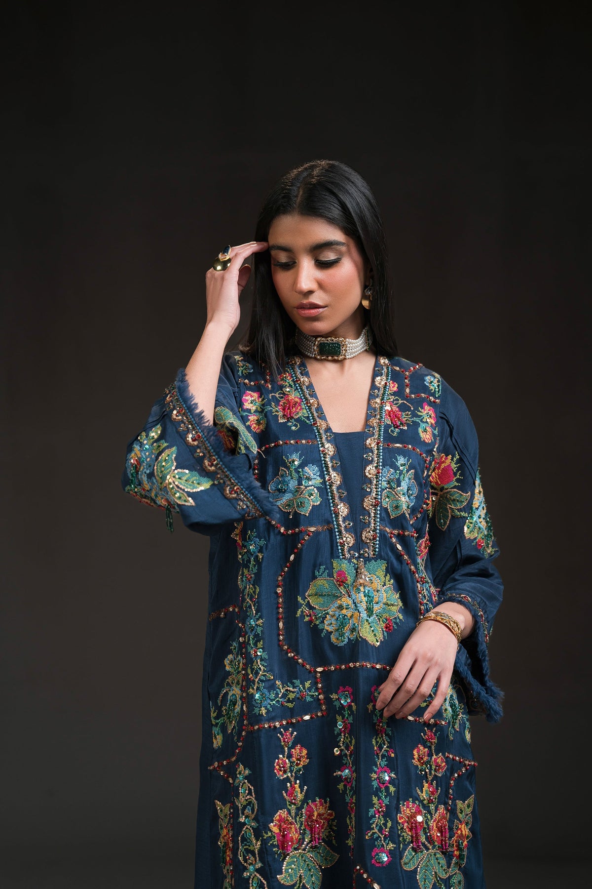 Ammara Khan | Glitz Luxury Pret 24 | COLOUR BLOOM FESTIVE MATCHING SET (D-16) by Ammara Khan - Designer Dress - Type: Ladies Clothes - Available at Libayah - 100% Original