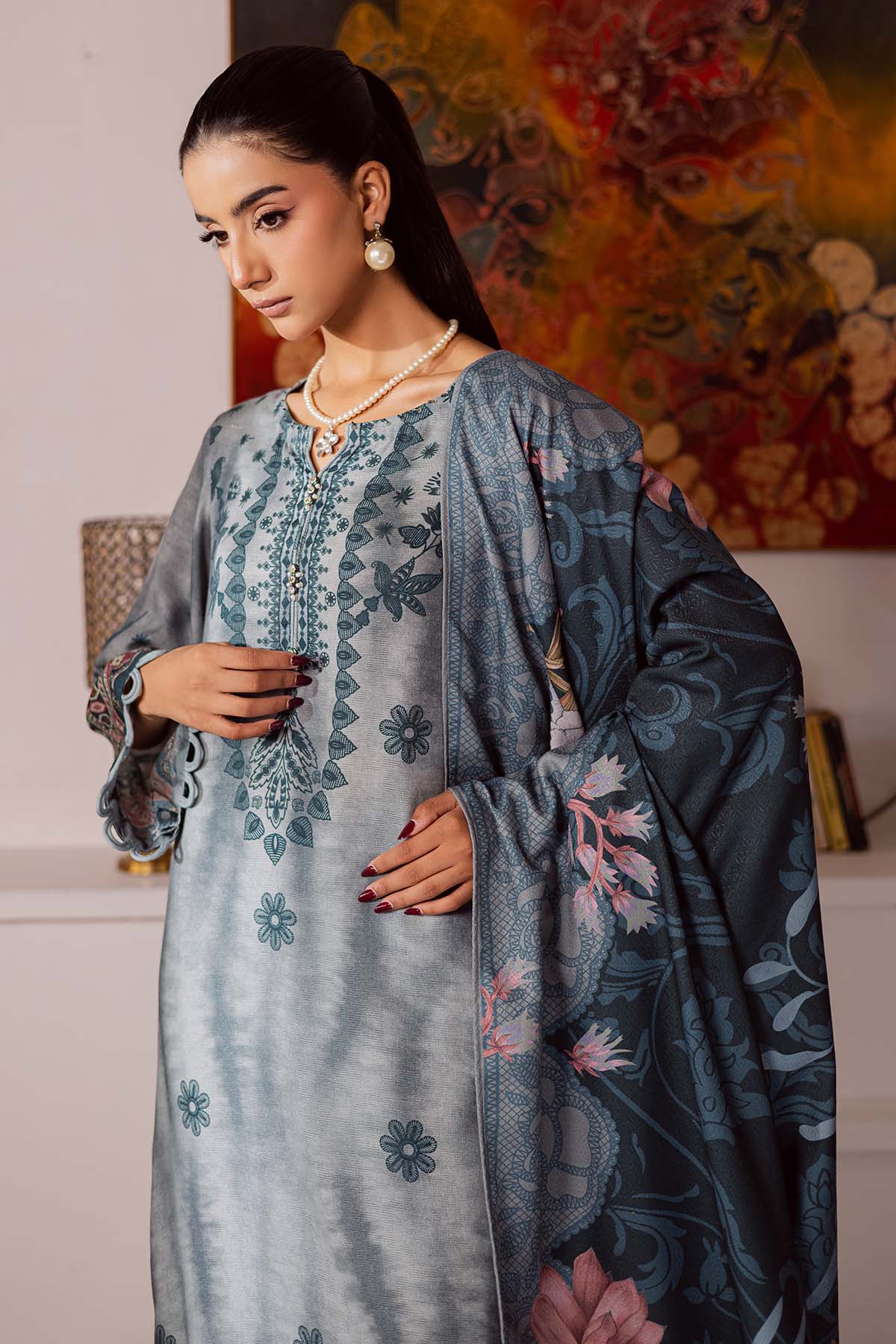 SP-193 – authentic Pakistani dress from the Nureh Linen Jacquard collection for women in the UK.