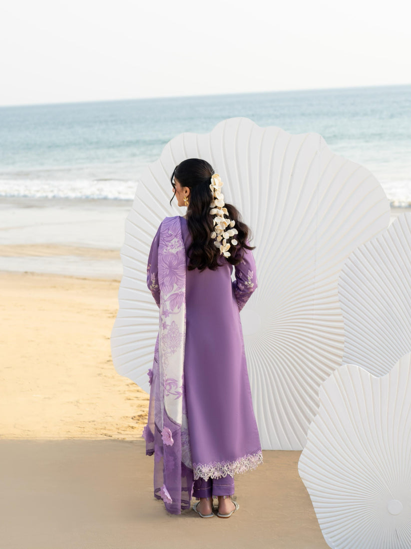 Aabyaan | Saagar Luxury Lawn 25 | ZARQA (AS-01) by Aabyaan - Designer Dress - Type: Ladies Clothes - Available at Libayah - 100% Original