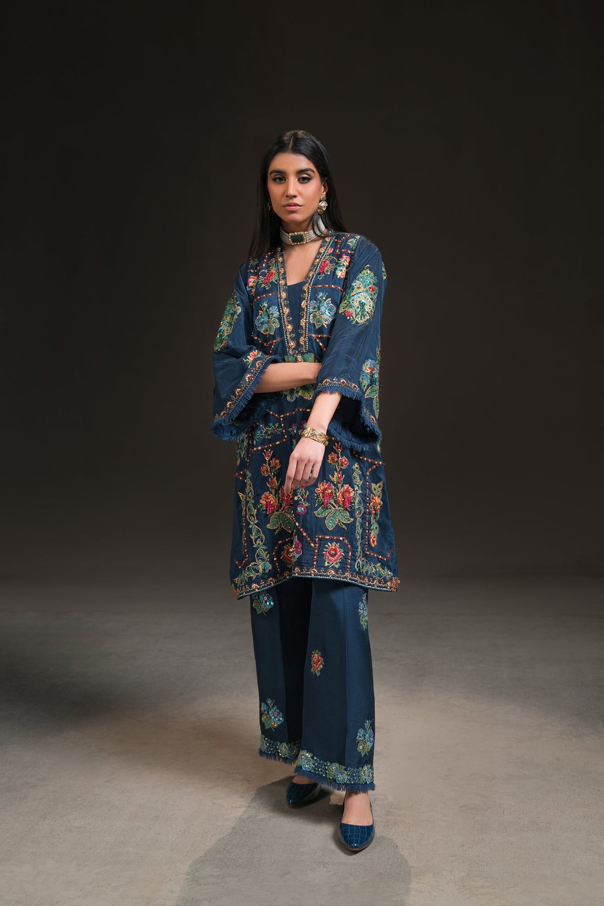 Ammara Khan | Glitz Luxury Pret 24 | COLOUR BLOOM FESTIVE MATCHING SET (D-16) by Ammara Khan - Designer Dress - Type: Ladies Clothes - Available at Libayah - 100% Original