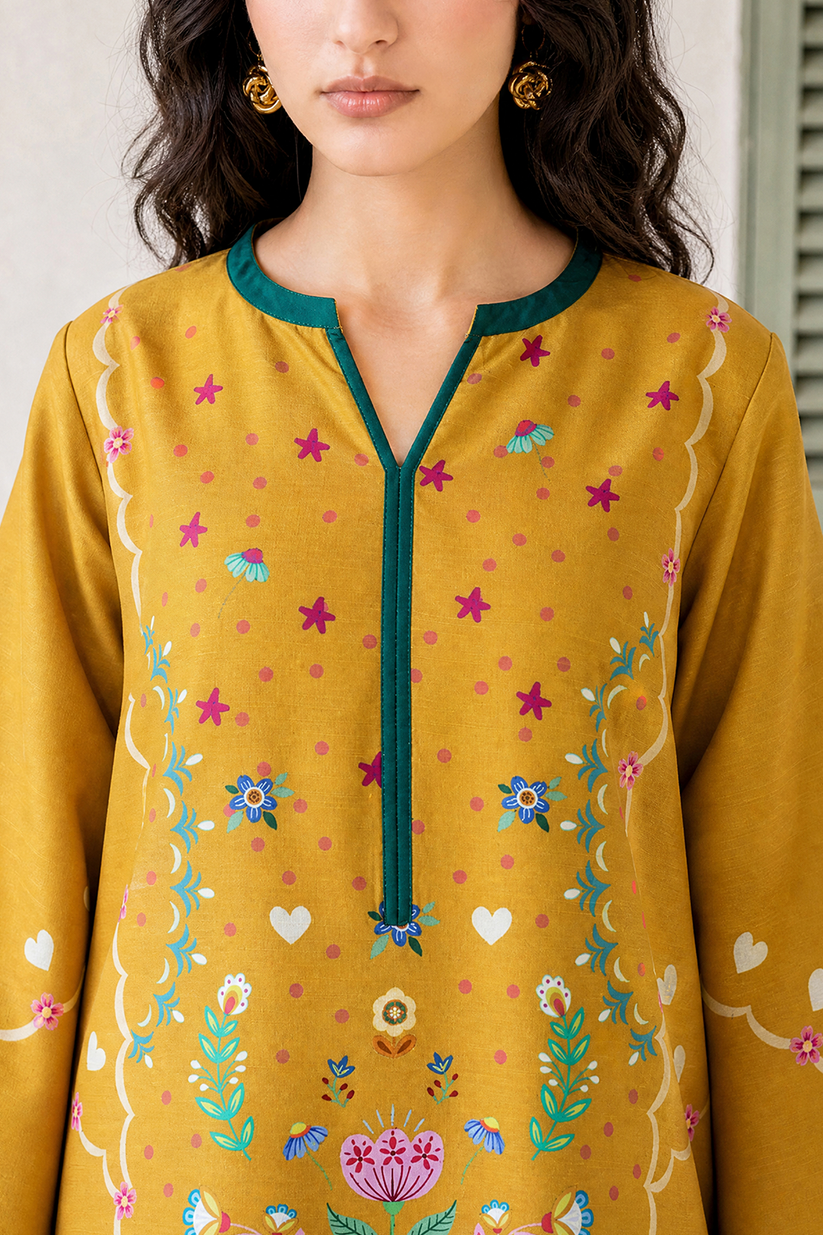 Saad Shaikh | Ease Fall Edit 26 | D-08 Co-ord Set Mustard by Saad Shaikh - Designer Dress  - Type : Ladies Clothes - Available at Libayah - 100% Original 