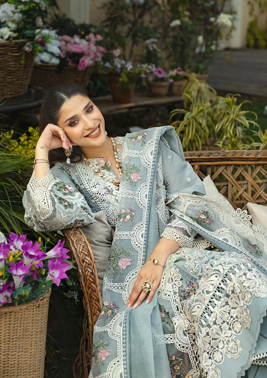 Elaf Premium | Luxury Lawn 25 | ELM-3B SAMAA by Elaf Premium - Designer Dress - Type: Ladies Clothes - Available at Libayah - 100% Original