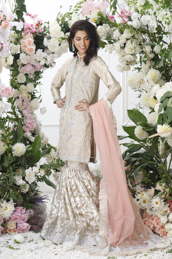 Wahajmkhan | Eden wedding Formals | GOLD GHARARA SUIT by Wahaj M.Khan - Designer Dress - Type: Ladies Clothes - Available at Libayah - 100% Original
