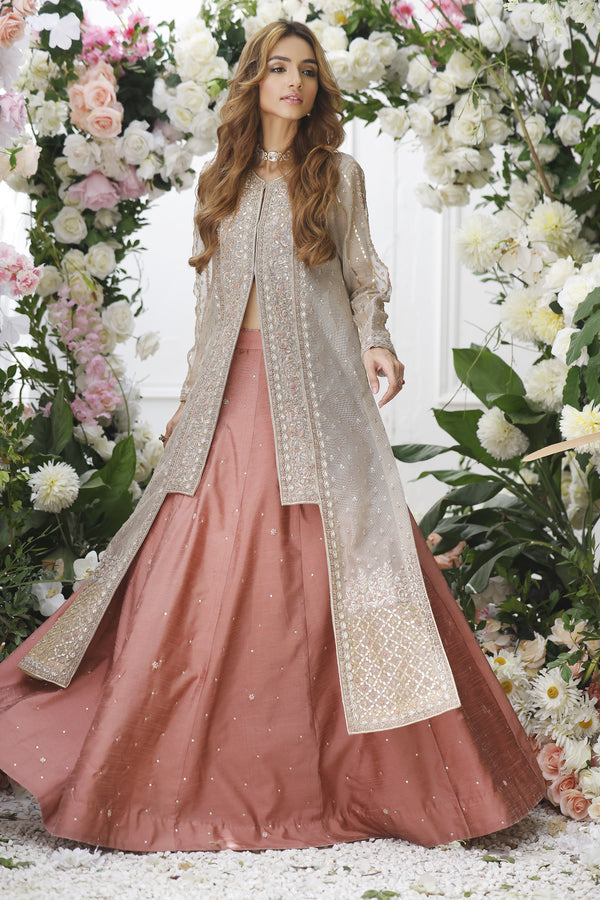 Wahajmkhan | Eden wedding Formals | METAL JACKET WITH LENGA by Wahaj M.Khan - Designer Dress - Type: Ladies Clothes - Available at Libayah - 100% Original