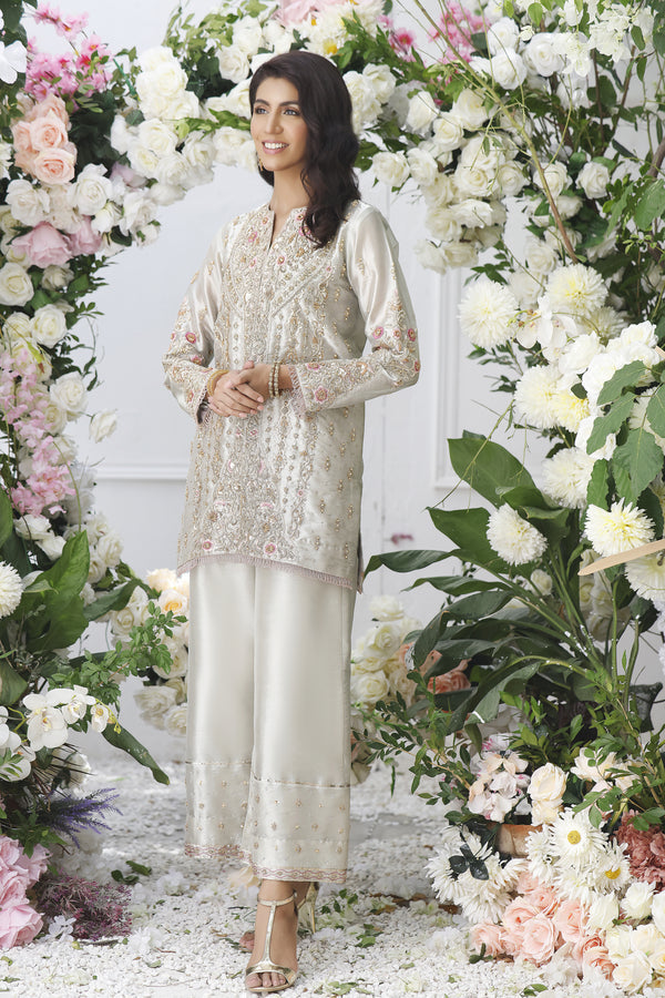 Wahajmkhan | Eden wedding Formals | SILVER SHORT JACKET by Wahaj M.Khan - Designer Dress - Type: Ladies Clothes - Available at Libayah - 100% Original