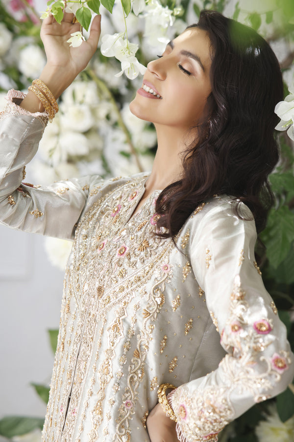 Wahajmkhan | Eden wedding Formals | SILVER SHORT JACKET by Wahaj M.Khan - Designer Dress - Type: Ladies Clothes - Available at Libayah - 100% Original