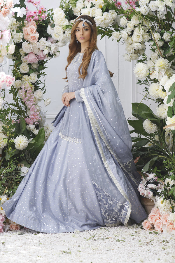 Wahajmkhan | Eden wedding Formals | PERIWINKLE PEPLUM & LENGA by Wahaj M.Khan - Designer Dress - Type: Ladies Clothes - Available at Libayah - 100% Original