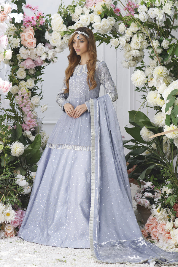 Wahajmkhan | Eden wedding Formals | PERIWINKLE PEPLUM & LENGA by Wahaj M.Khan - Designer Dress - Type: Ladies Clothes - Available at Libayah - 100% Original