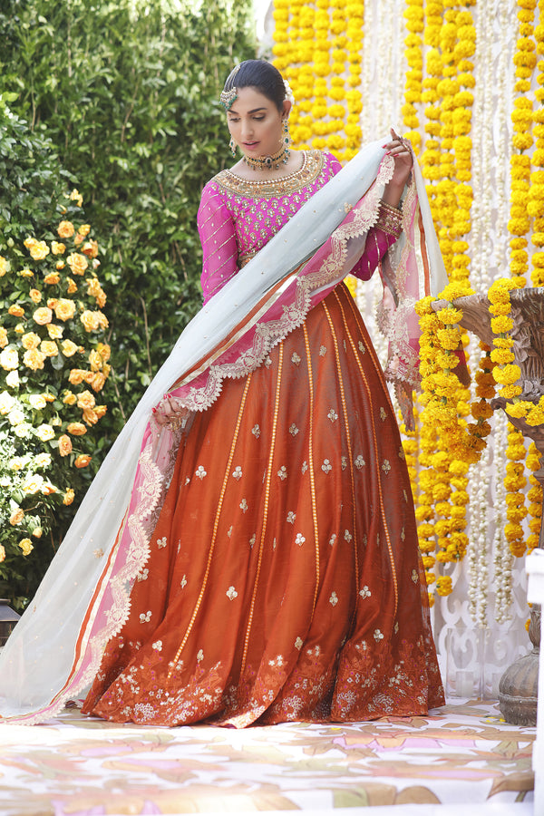 Wahajmbegum | Mehrunnisa Wedding Formals | MAGENTA LEHNGA CHOLI by Wahaj M.Khan - Designer Dress - Type: Ladies Clothes - Available at Libayah - 100% Original