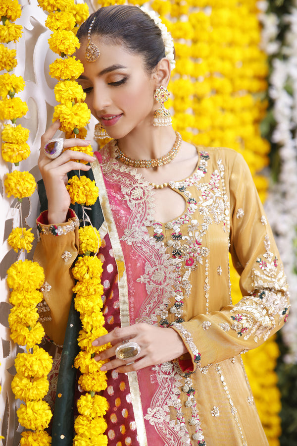 Wahajmbegum | Mehrunnisa Wedding Formals | MUSTARD MEHSURI JACKET by Wahaj M.Khan - Designer Dress - Type: Ladies Clothes - Available at Libayah - 100% Original