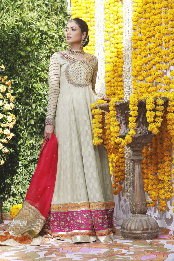 Wahajmbegum | Mehrunnisa Wedding Formals | MINT HYDERABADI GOWN by Wahaj M.Khan - Designer Dress - Type: Ladies Clothes - Available at Libayah - 100% Original
