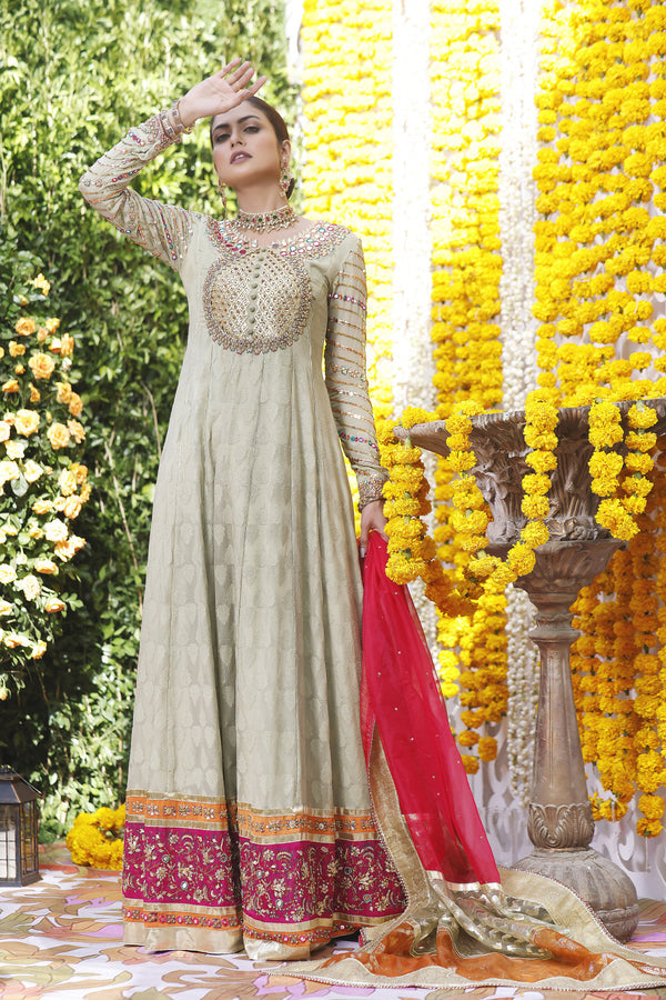 Wahajmbegum | Mehrunnisa Wedding Formals | MINT HYDERABADI GOWN by Wahaj M.Khan - Designer Dress - Type: Ladies Clothes - Available at Libayah - 100% Original